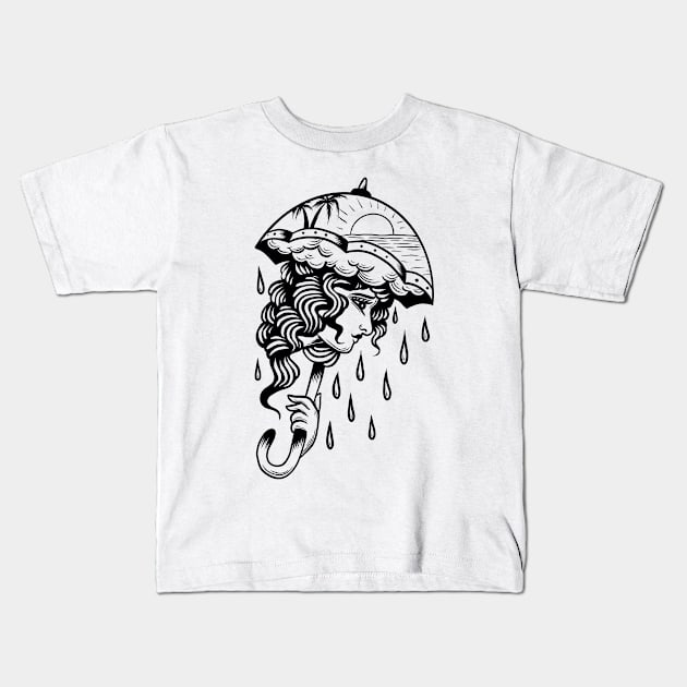 Girl rain Kids T-Shirt by Adorline